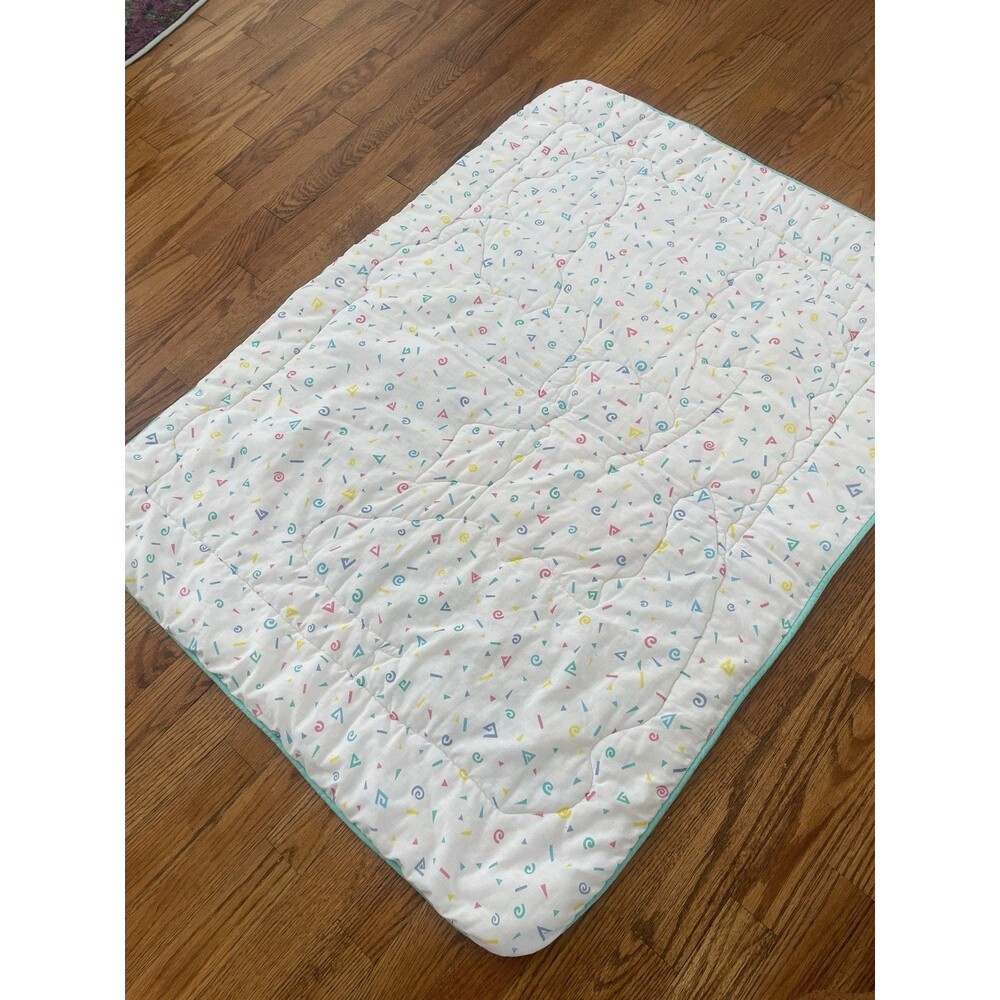 Vintage 80s 90s Gerber Baby Quilt Blanket Pastel Jungle Baby Mommy Animal Print - Picture 4 of 8
